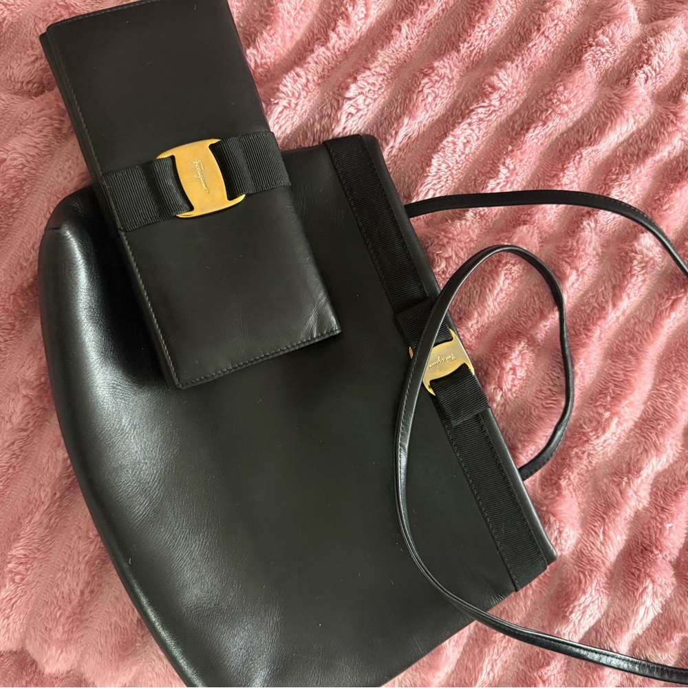Bundle deal Salvatore Ferragamo Black Leather Bag  and wallet